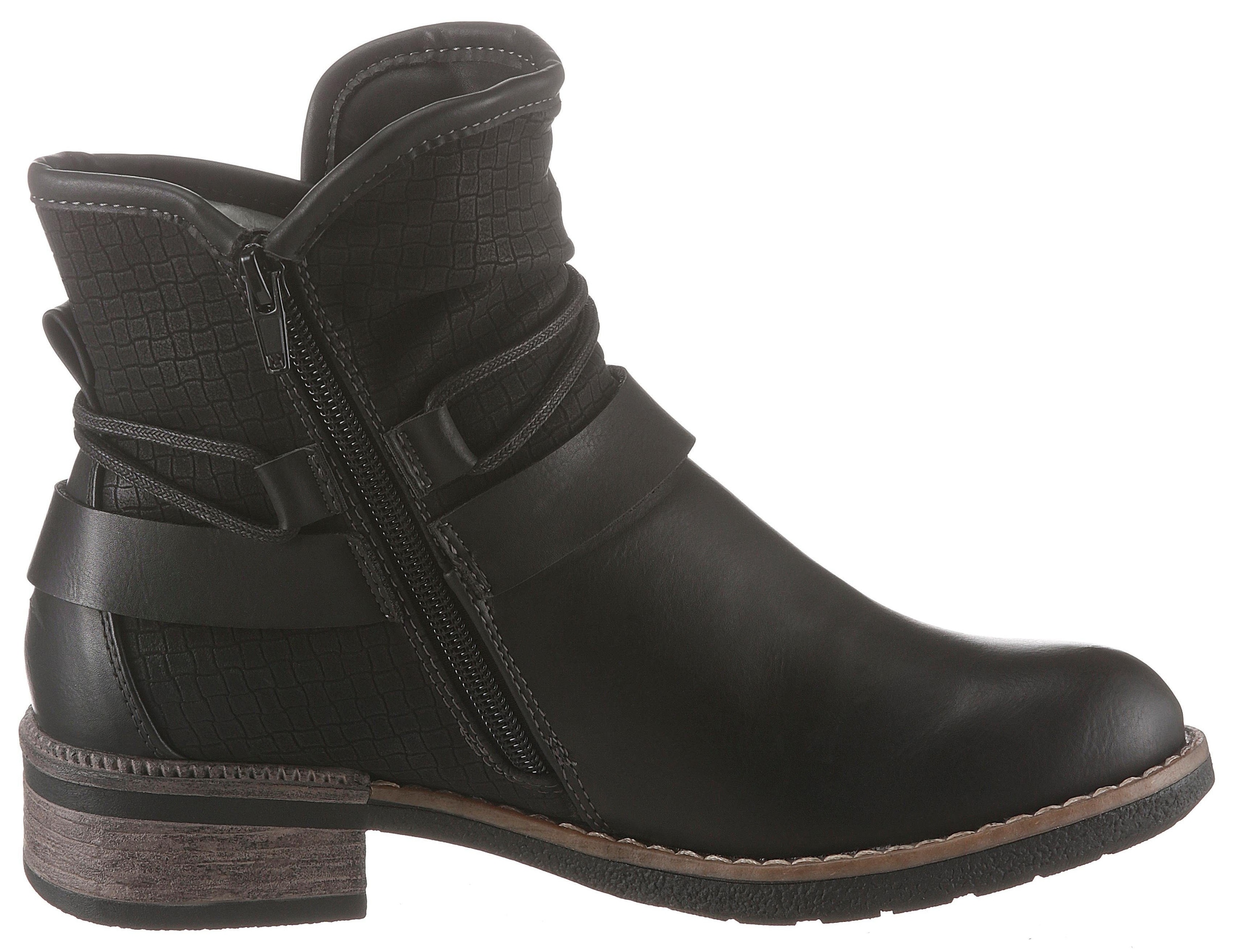 Rieker Winterboots  , Winterstiefelette, Blockabsatz, Warmfutter, mit Zierbänder