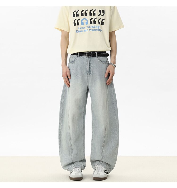 Priam - Mid Rise Washed Wide Leg Jeans