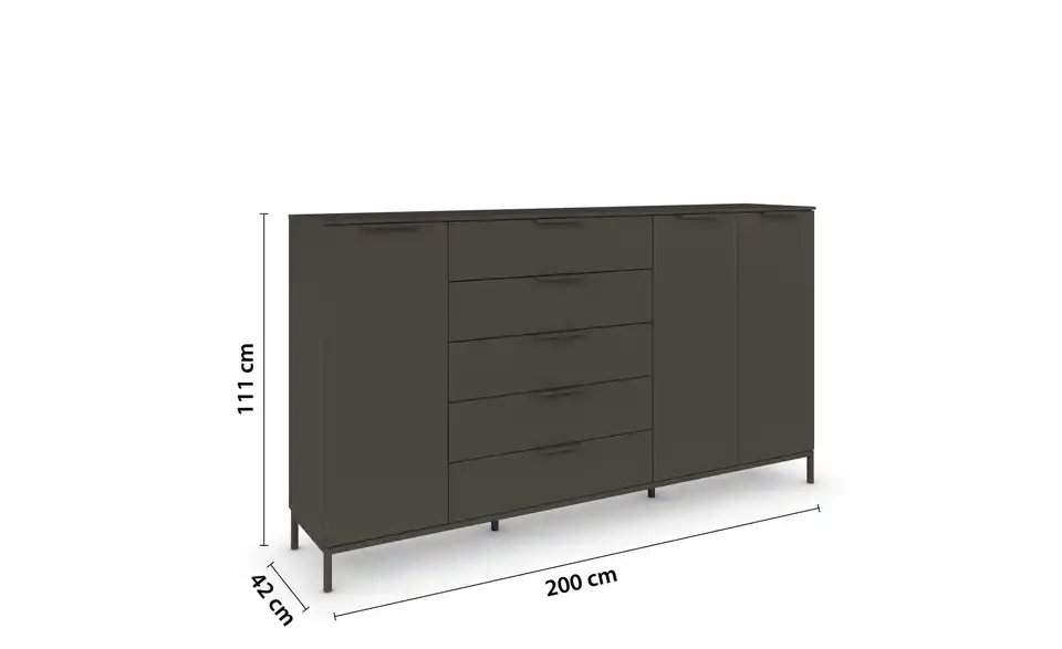 Highboard Graphit Graphit Front: Dekor, Oberboden: Dekor Graphit