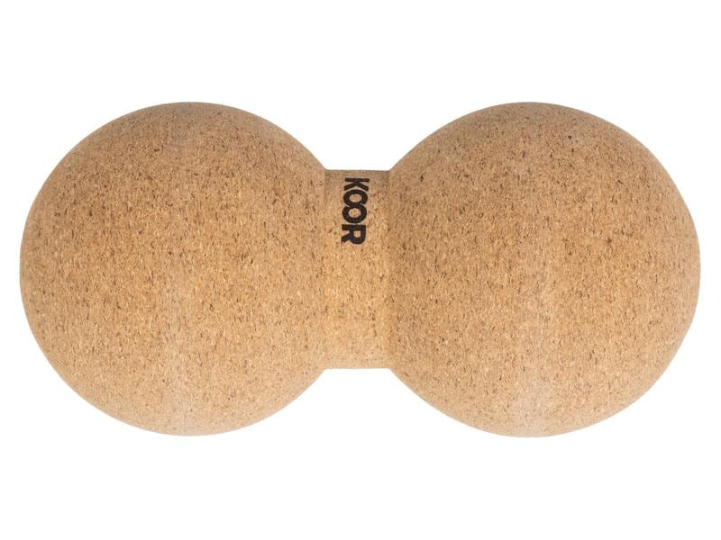 KOOR Faszientraining Doppelball, Kork Ideal zur punktuellen Massage von Wirbelsäule und Oberschenkel