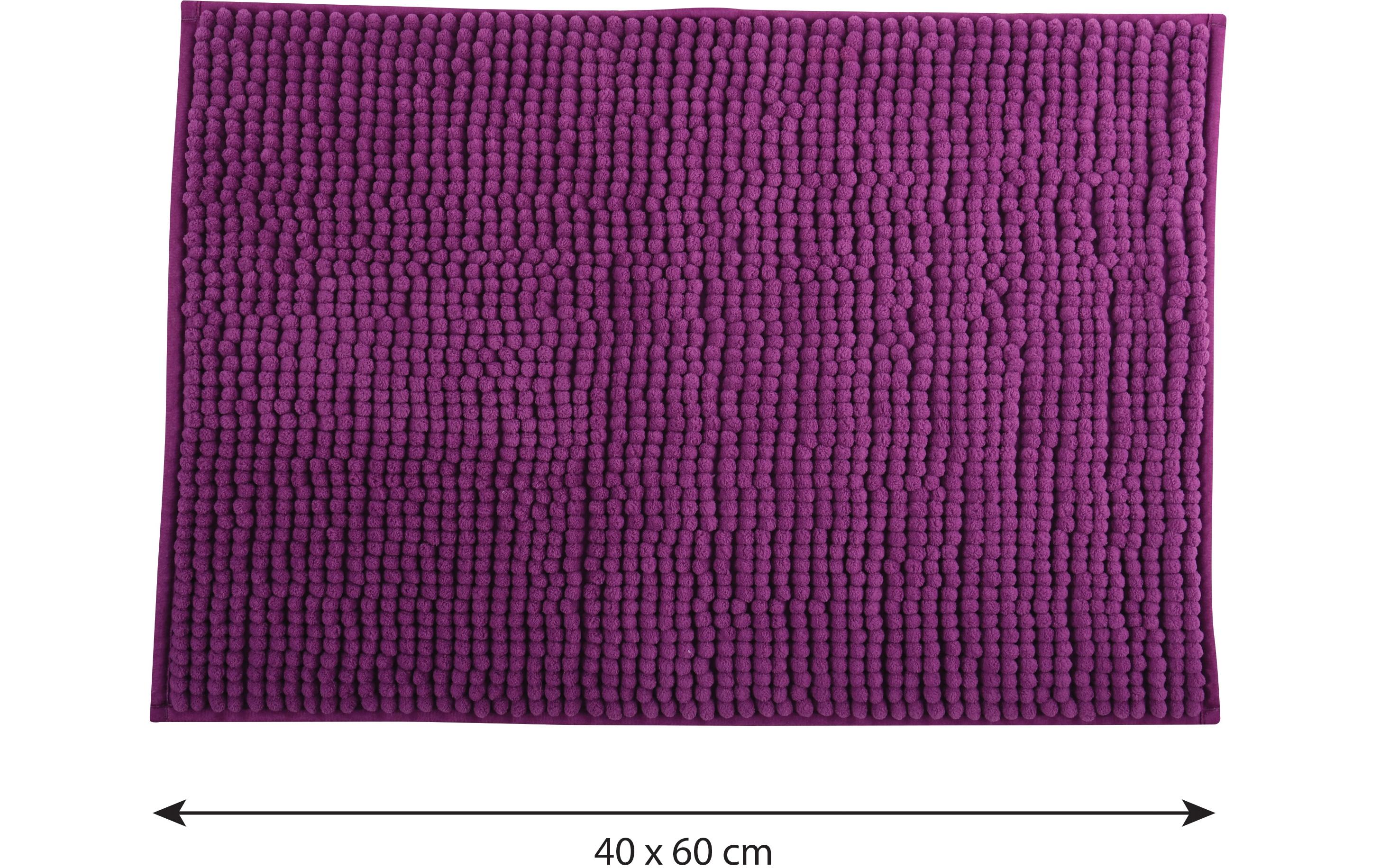 Badteppich Chenille 40 x 60 cm, ViolettBadematte mit rutschfester Unterseite