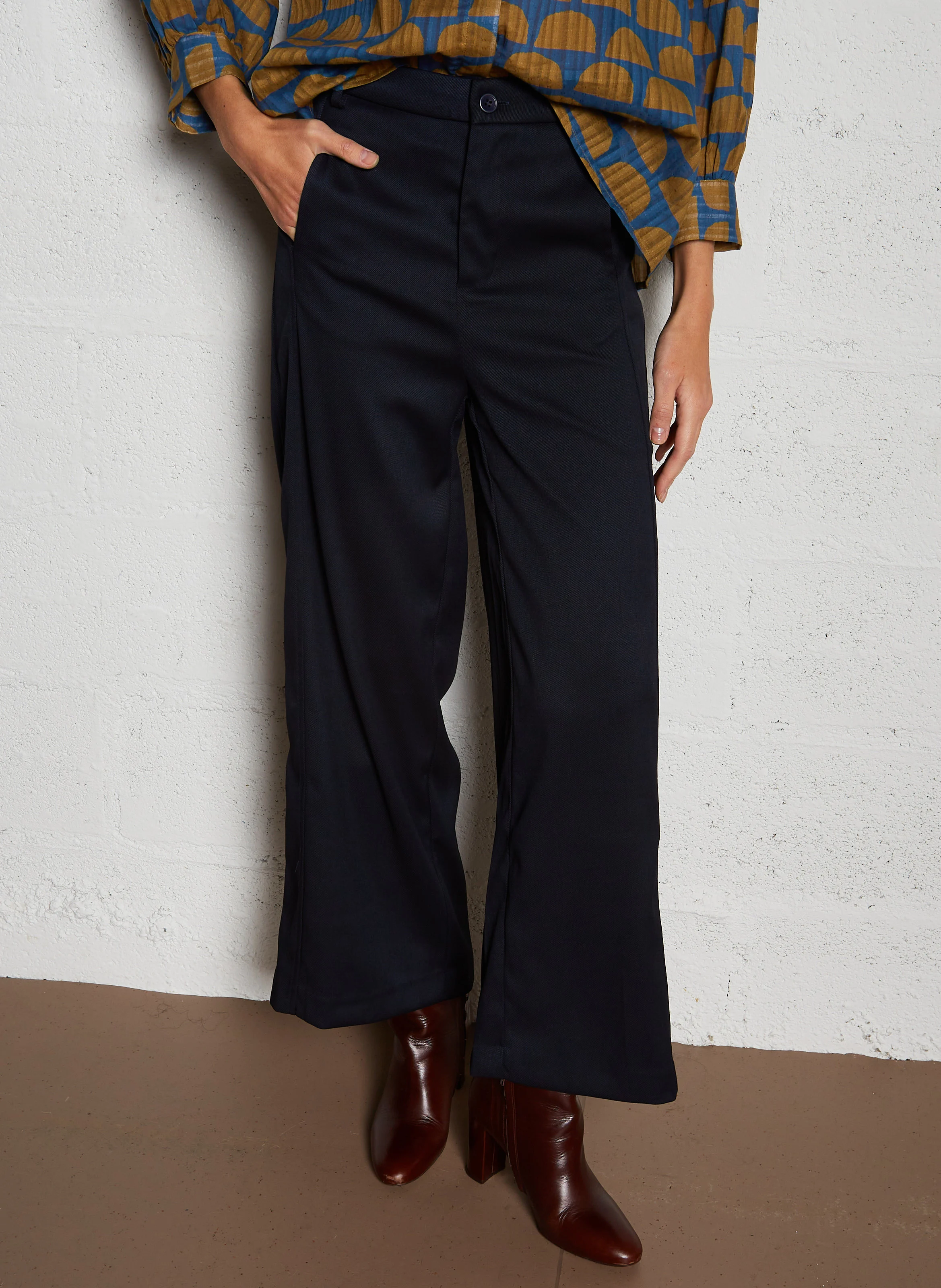 Pantalon large| Bleu