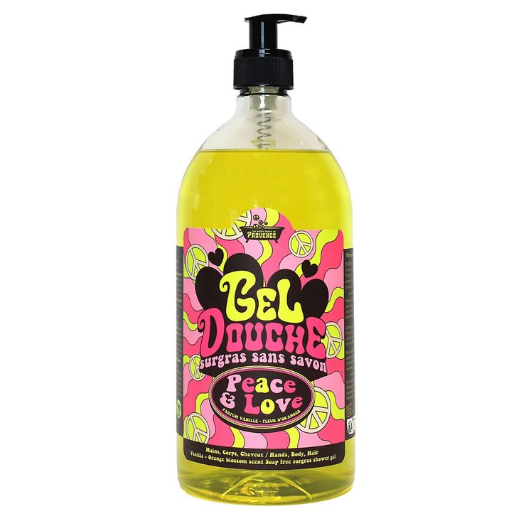 Gel douche Peace and Love vanille fleur d'oranger 1 litre