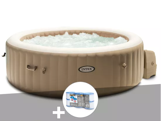 Kit spa gonflable Intex PureSpa Sahara rond Bulles 6 places + 6 filtres