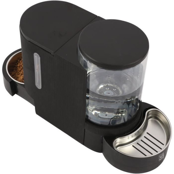 Distributeur de croquettes et d'eau m.pets duplo 1,3kg/3l - 40x16.2x29.1 cm - noir