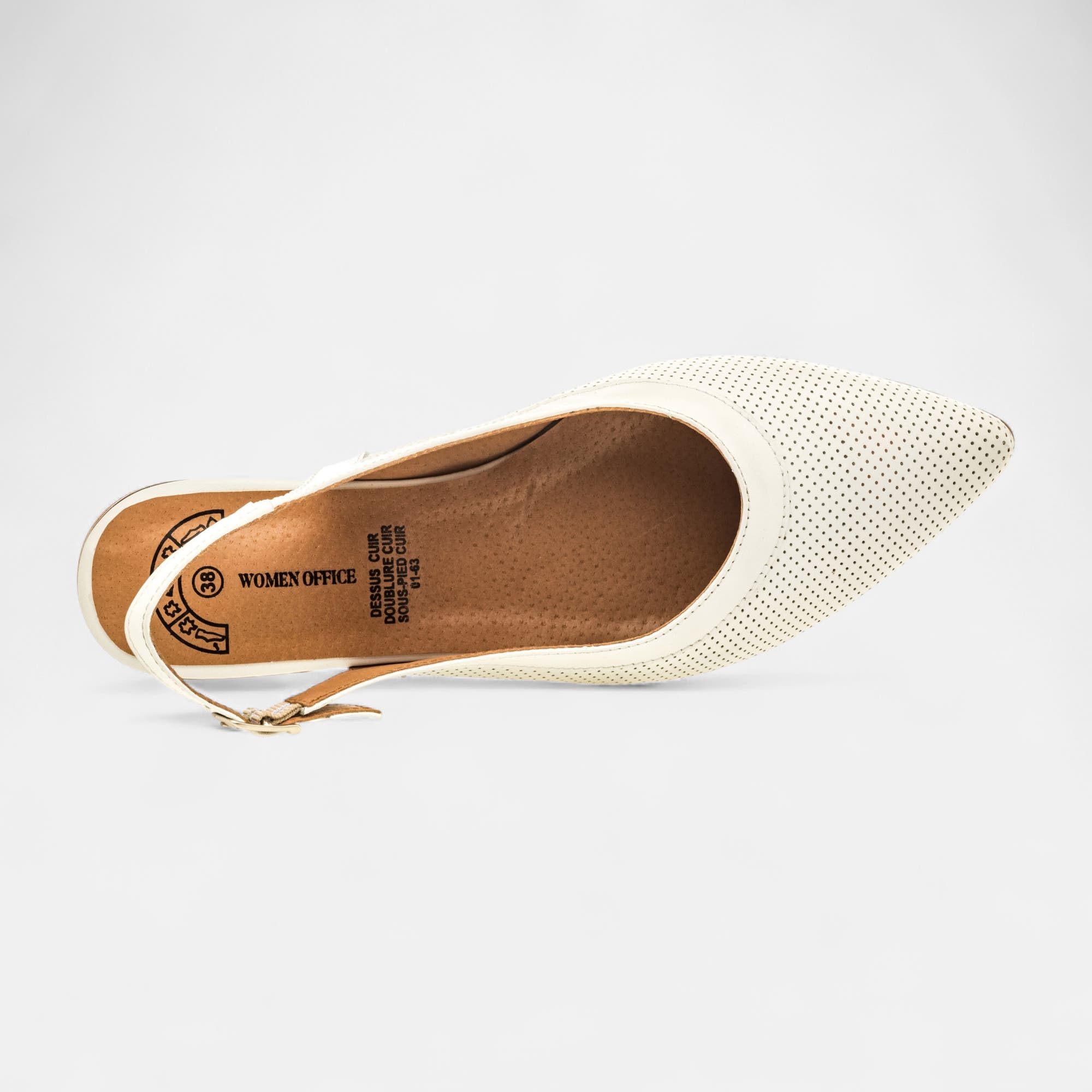 Escarpins avec bride arrière Femme en cuir blanc