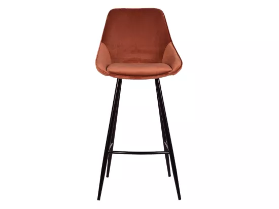 Lot de 2 tabourets de bar - Velours - Terracotta - MASURIE