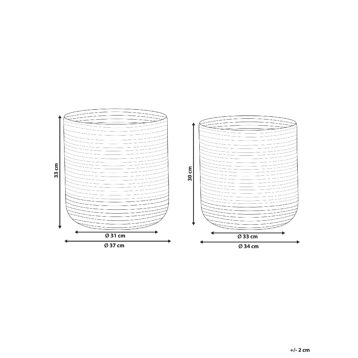 Beliani Lot de 2 paniers BULANIK - Beige et Blanc