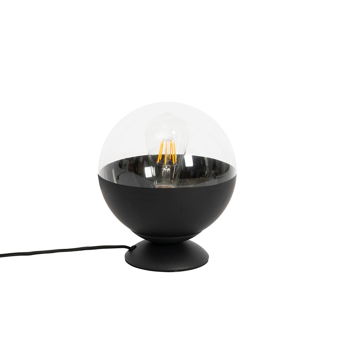 Retro tafellamp zwart met helder glas - Eclipse