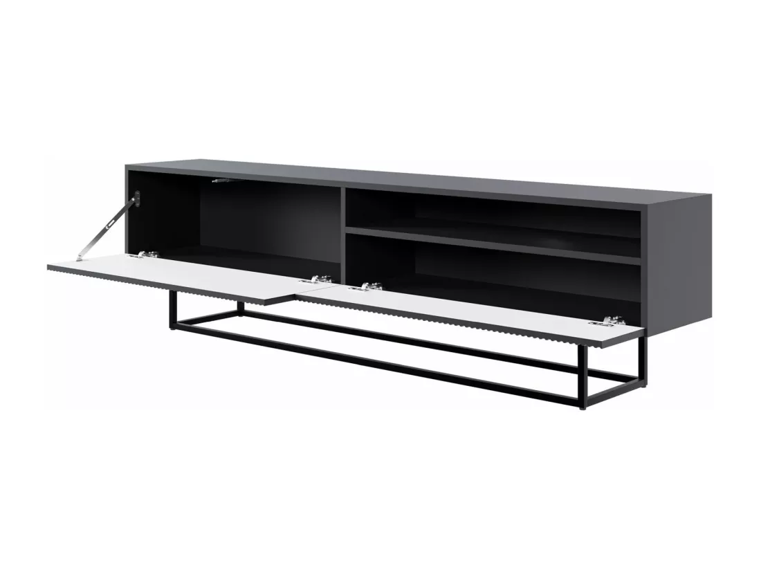 Meuble TV avec niche sur pieds noir - 175 cm - noir - VELDIO