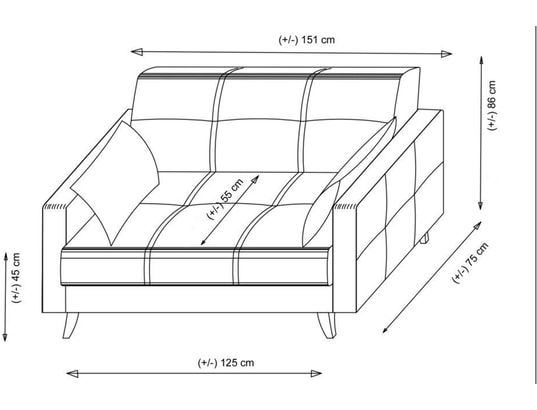 CONCEPT1 - Canapé lit Polya 2 places gris foncé 151 x 75 x h86