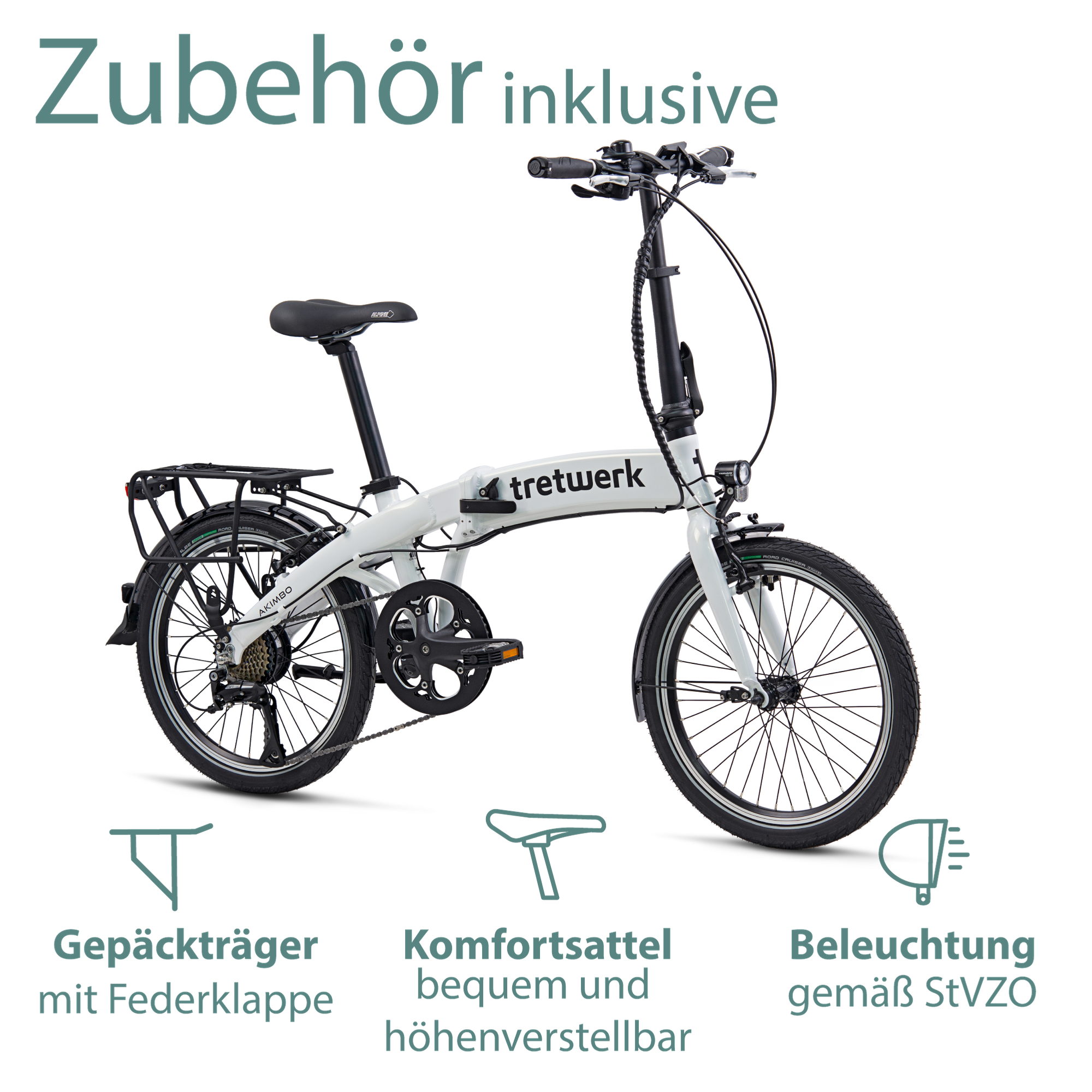Tretwerk Akimbo E Bike 20 Zoll Klapprad Elektrofahrrad 360Wh 155 - 190 cm