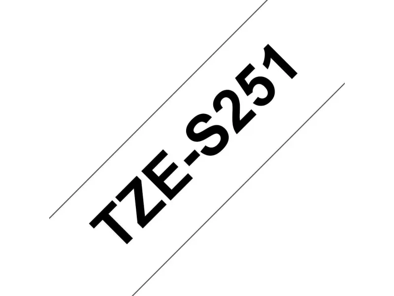 Brother TZe-S251 labeltape - sort på hvid 24mm x 8m - ekstra stærk klæbende