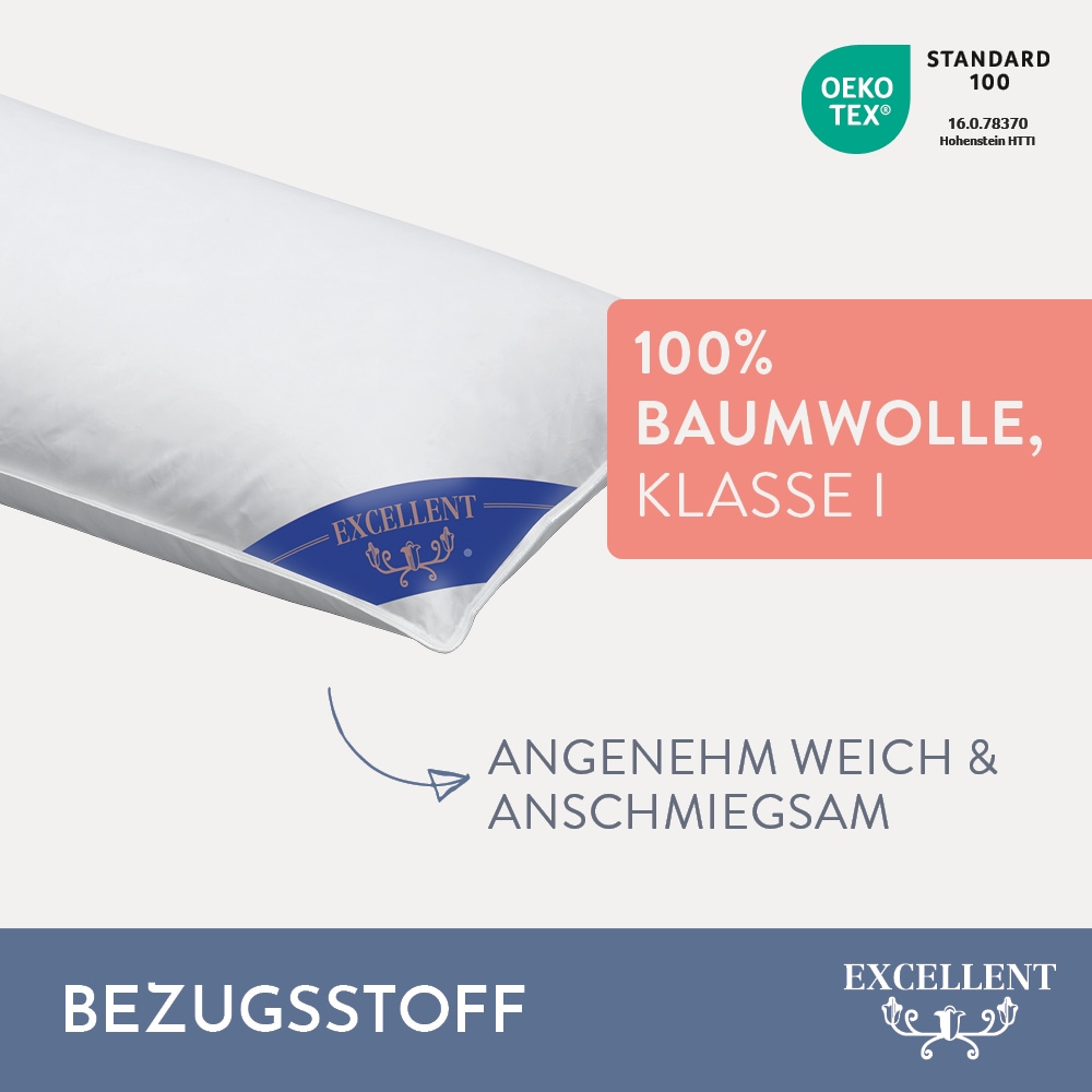 Excellent 3-Kammer-Kopfkissen »Venedig« Füllung: weisseneueDaunenundFedernKlasseI60Daunen40FedernAussenweisseneueFedernKlasseI100FedernInnen Spar-Set, 2-Tlg., 1 Stk. tlg. Kopfkissen 40x80 & 80x80 cm, weich