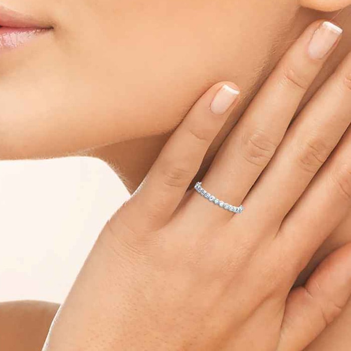 Bague - Argent 925/1000 rhodié & oxyde de zirconium