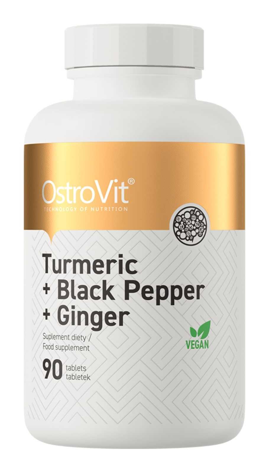 OstroVit Cúrcuma + Pimenta-do-reino + Gengibre 90 comprimidos