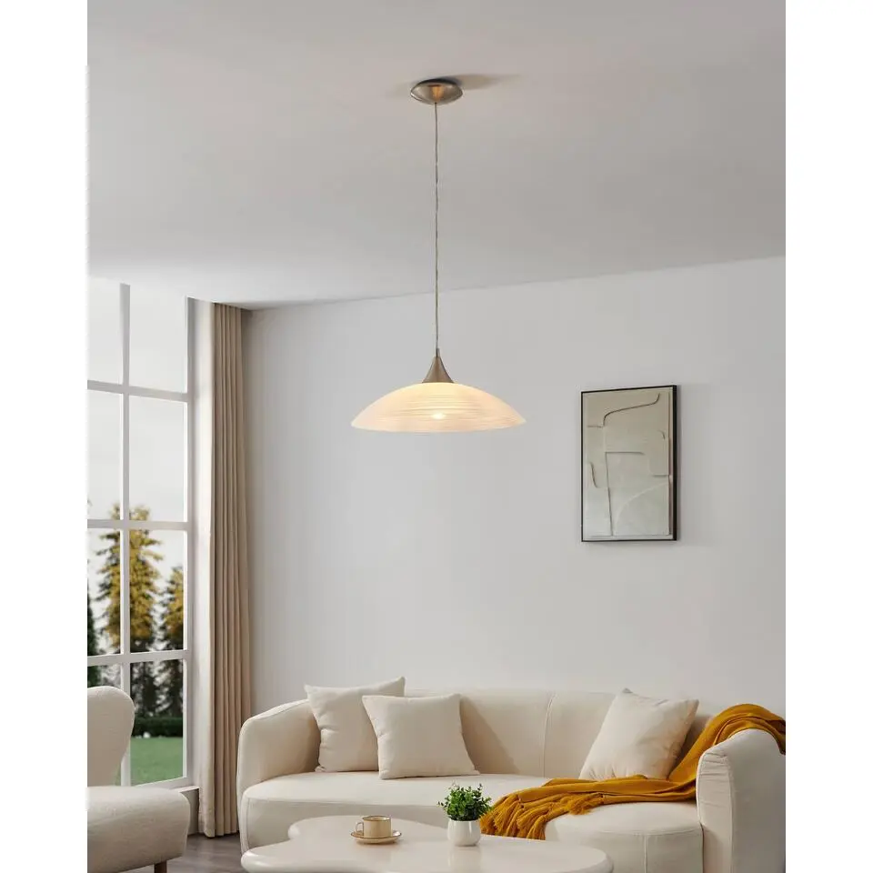 EGLOLazolo-Hanglamp-1Lichts-Ø420mm.-Nikkel-Mat-WitGelakt