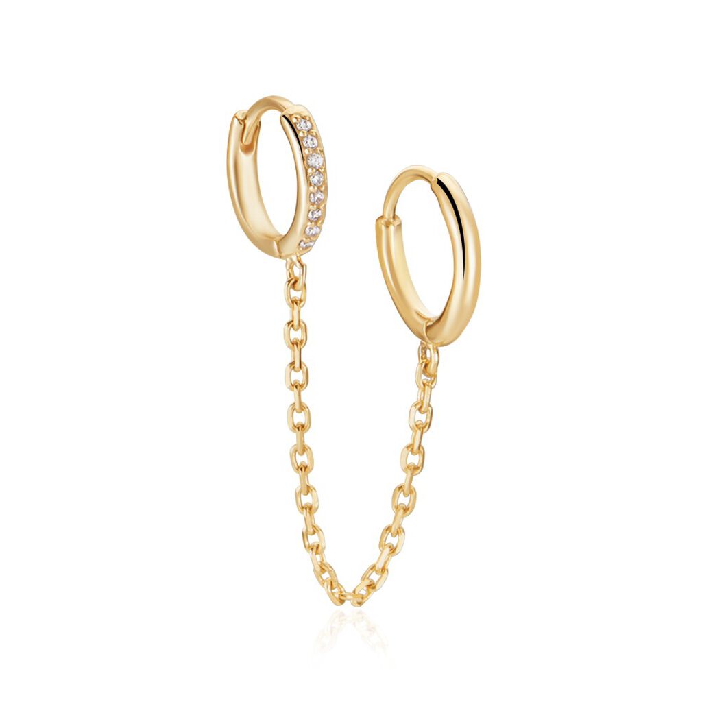 Boucle D'oreille Unitaire Plaqué Or Thed Oxydes De Zirconium