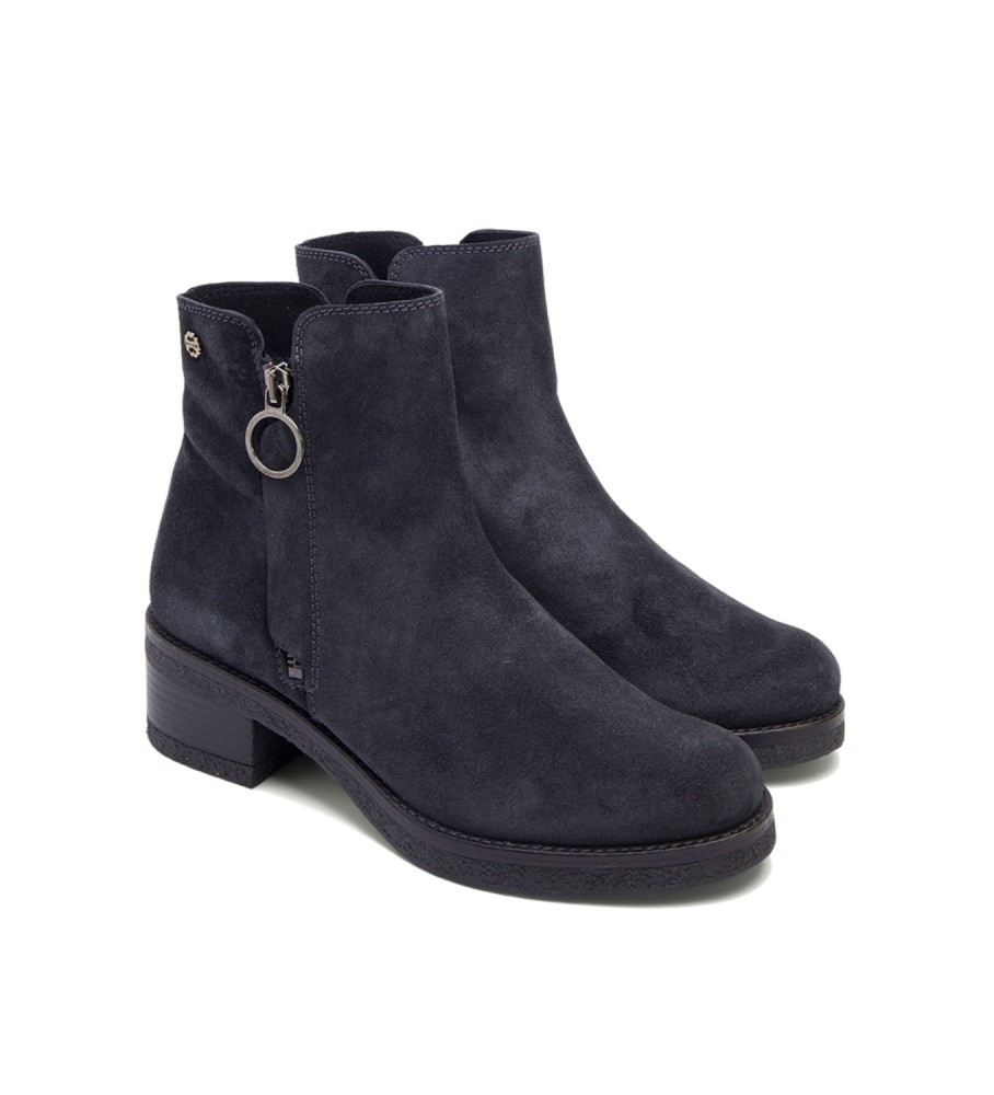 Botas de cano curto Porronet Poppy em couro preto - Salto de 5 cm -