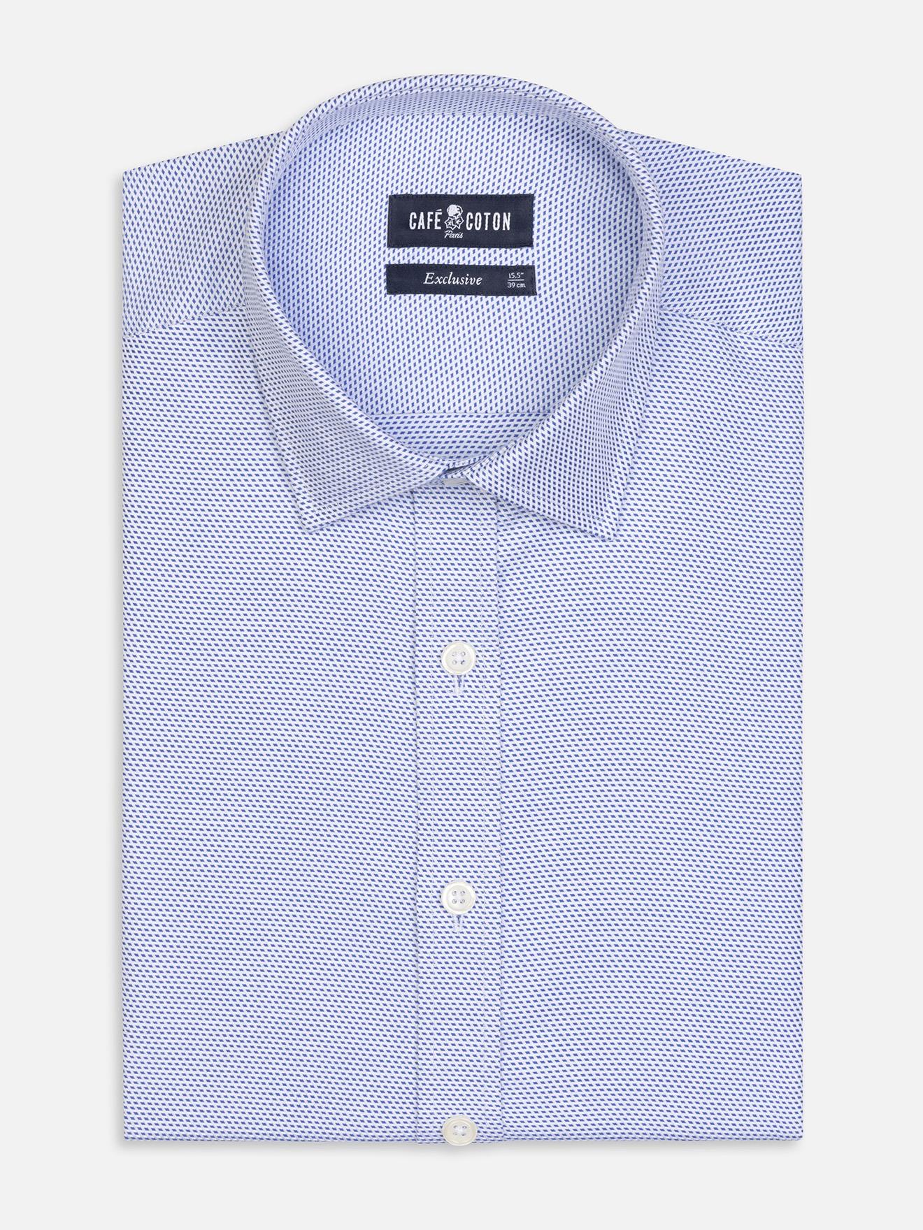 Chemise cintrée Caleb en twill bleu  - Petit col