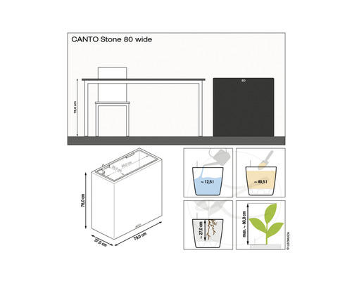 Lechuza Canto Stone kamerverdeler, 82 x 37 x 75,6 cm, grafiet