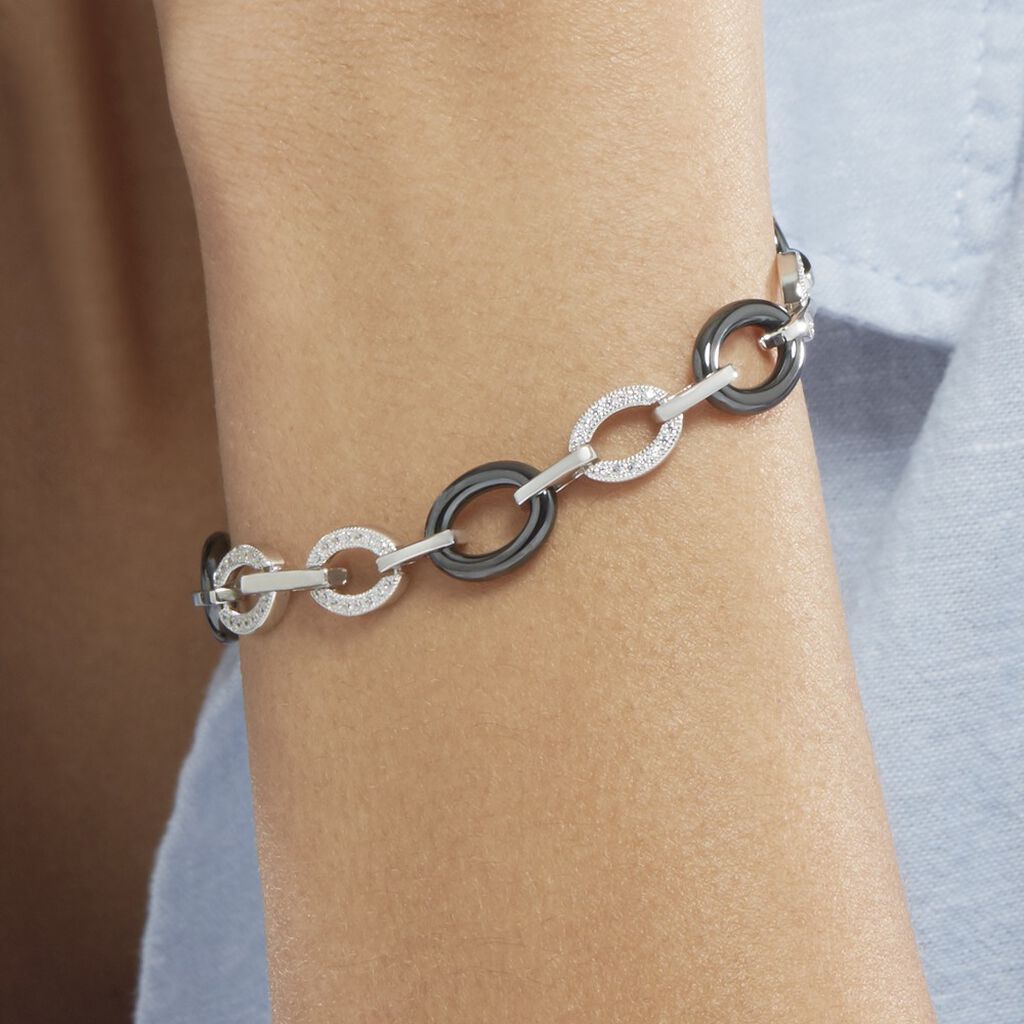 Bracelet Nowell Argent Blanc Oxyde De Zirconium Et Céramique