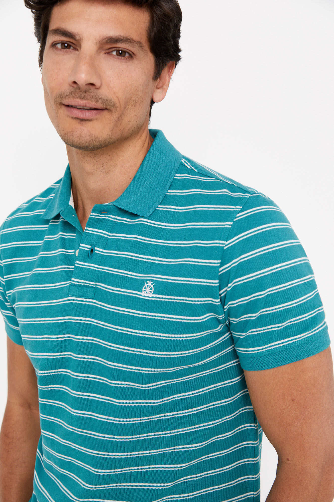 Camisa polo listrada - Verde