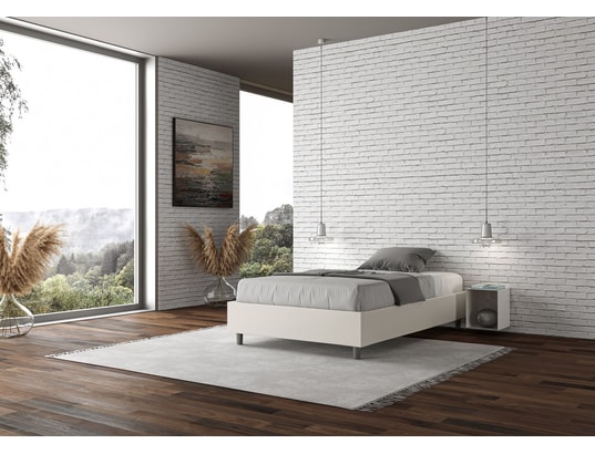 ITYHOME - Lit coffre azelia 140x200 similicuir blanc