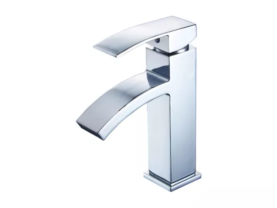 Robinet de salle de bains Mitigeur lavabo Robinet d'évier cascade chrome contemporain Monocommande