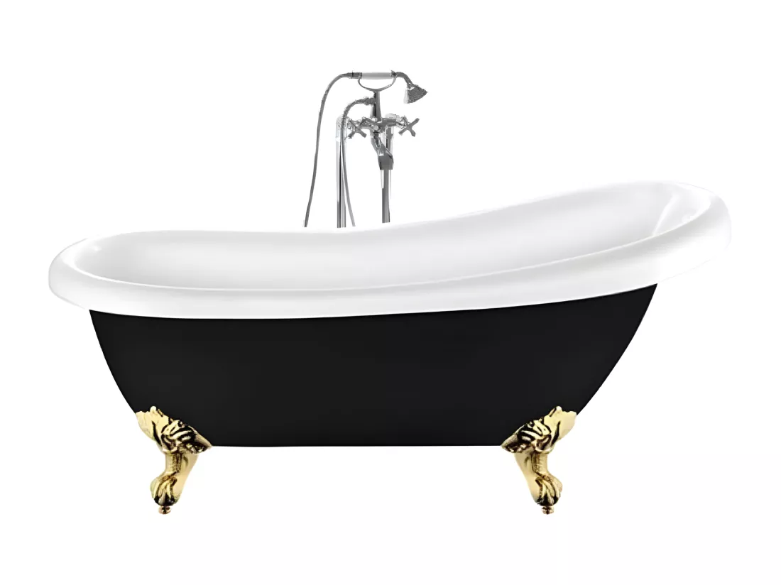 Baignoire ancienne rétro sur pieds RICHMOND Noire 171 cm Pieds d'Aigle Dorés