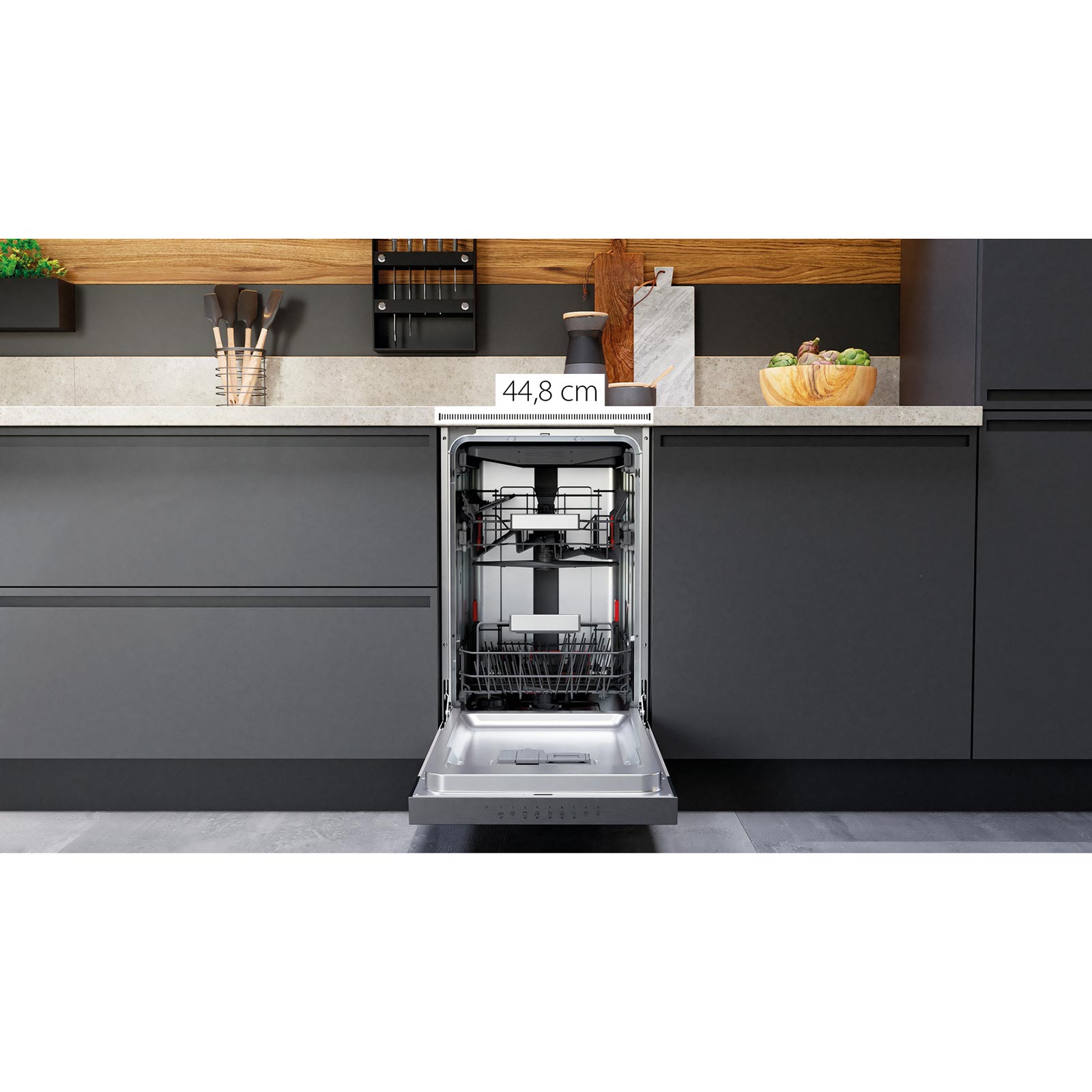 BAUKNECHT Einbau-Geschirrspüler BSBO 3O21 PF X - silber - teilintegriert - 45 cm - E