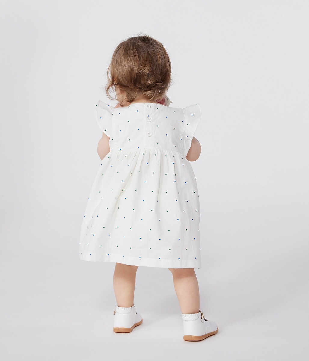 PETIT BATEAU<br>Vestido e calcinha com estampa de bolinhas em popeline