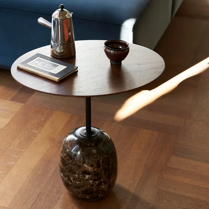 &Tradition - Lato Beistelltisch oval 40 x 50 cm, H 45 cm, Eiche / Crema Diva Marmor