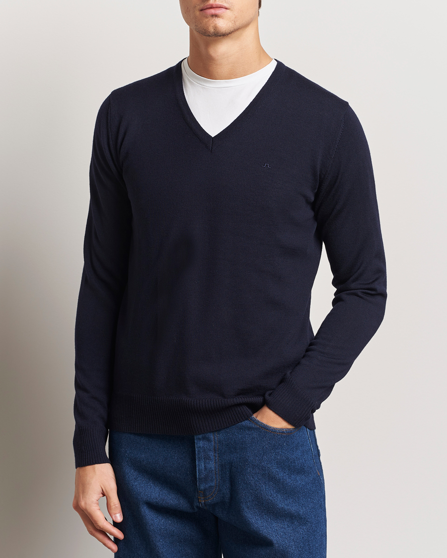 J.Lindeberg Lymann True Merino V-Neck Pullover Navy