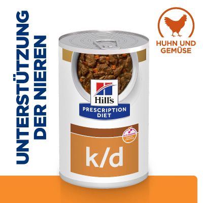 Hill's Vet Hundefutter Prescription Diet k/d Ragout Huhn 12x354g