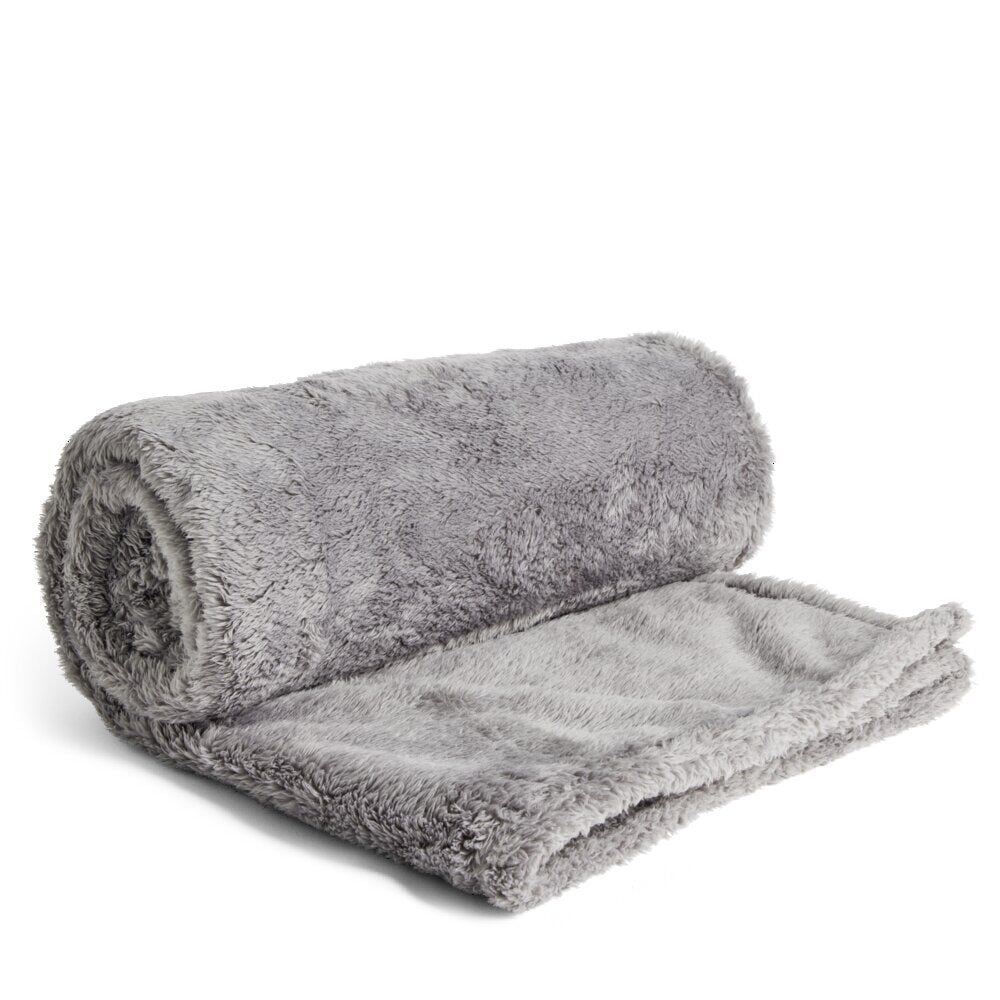 Plaid à poils longs gris 127x152cm