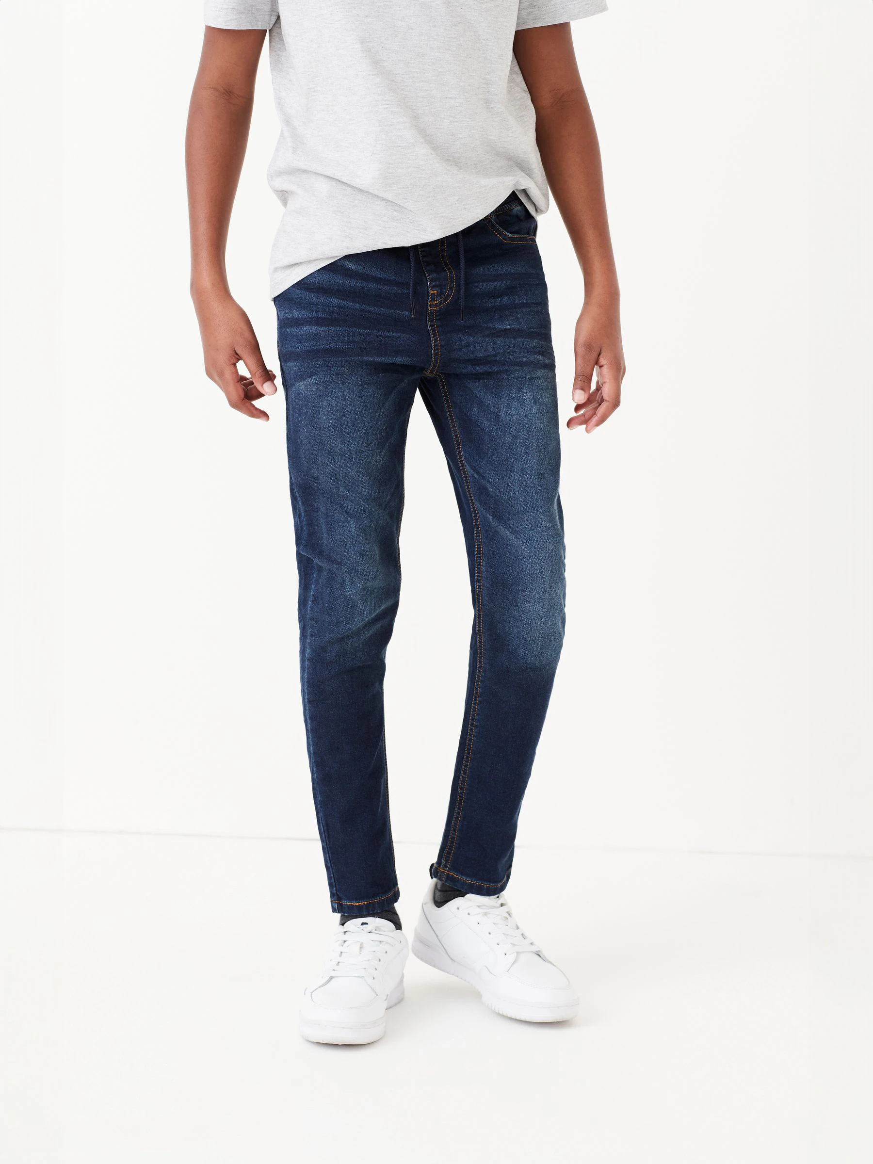 Indigoblauw - Jeans met stretch en elastische taille (3-16 jr)