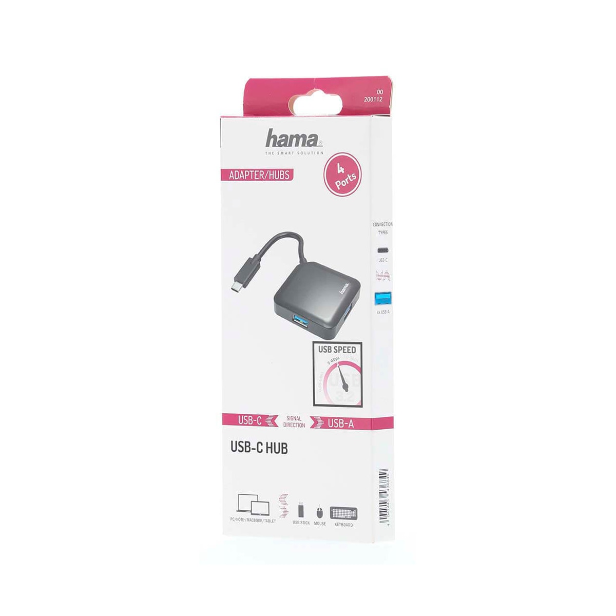 HAMA Hub USB-C 4x Porter 5 Gbit/s