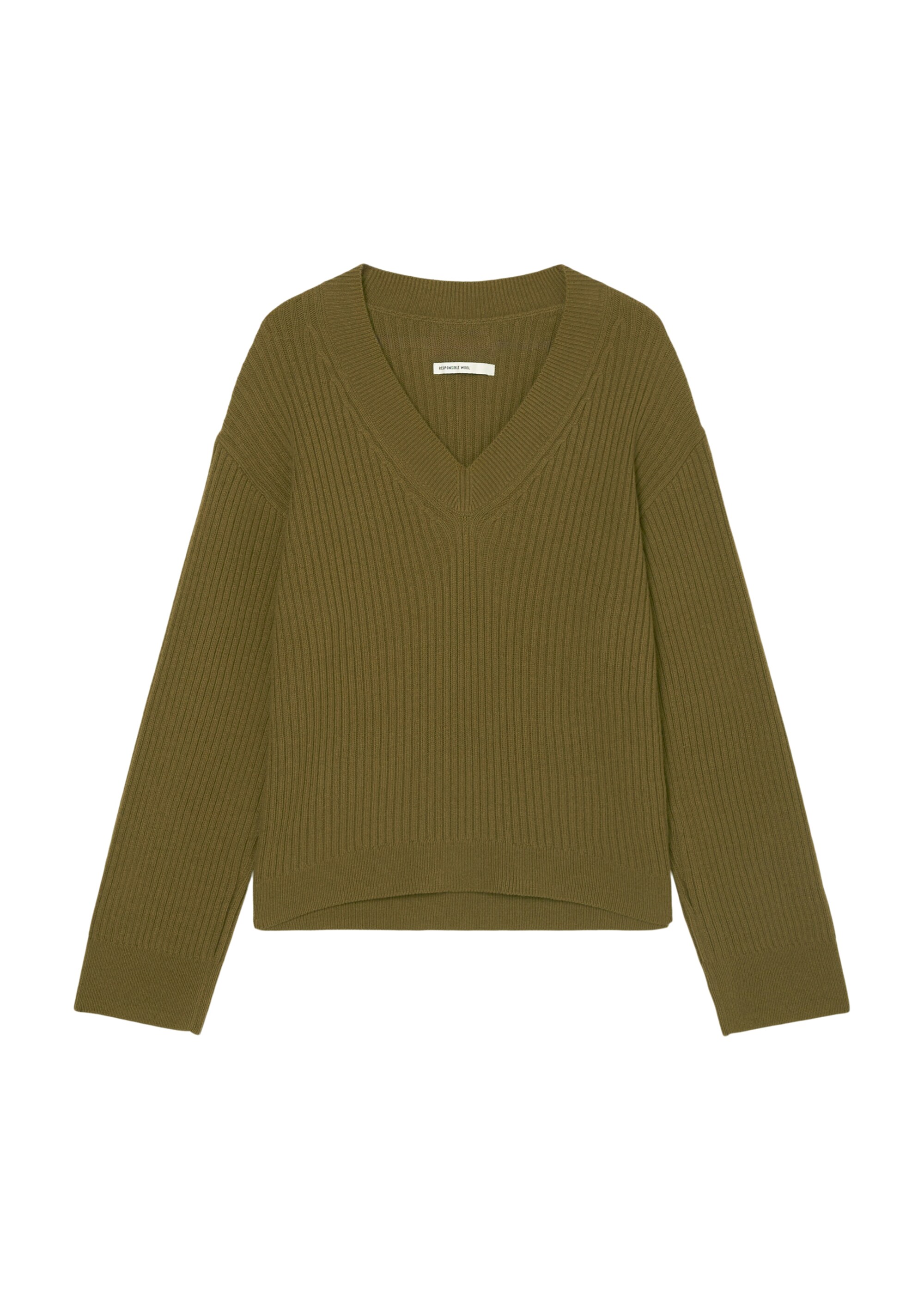 V-Neck-Strickpullover looseaus italienischem Schurwolle-Mix