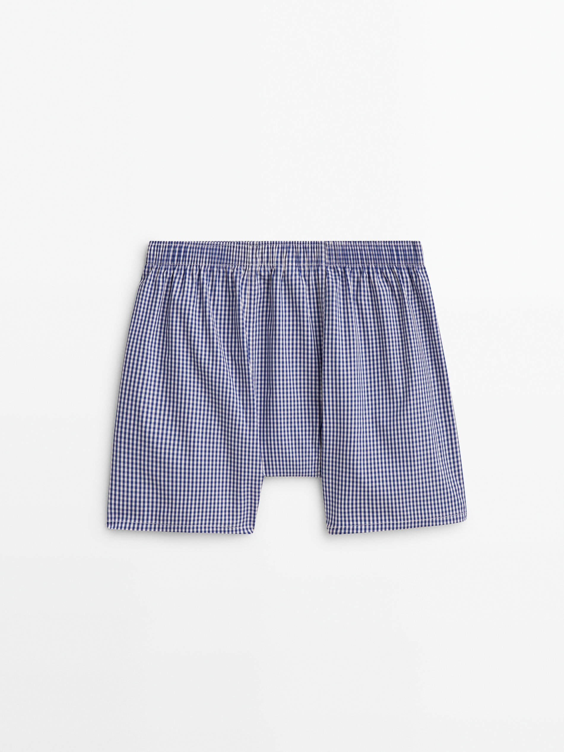 Shorts Vichy de popeline quadrada - AZUL MARINHO