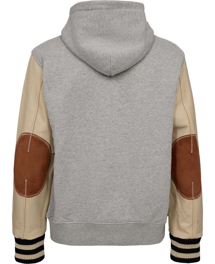 BILLIONAIRE BOYS CLUB STANDING ASTRO LEATHER SLEEVE HOODIE Heather grey