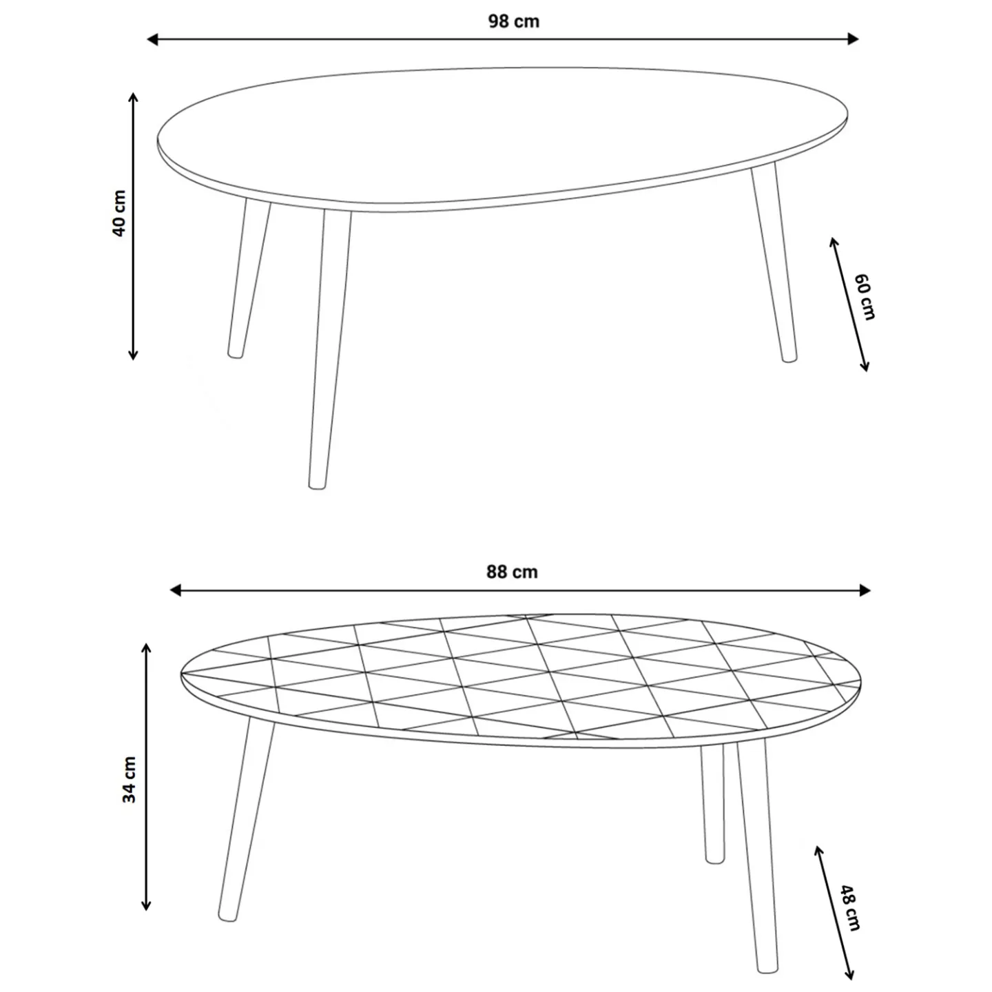 Lot de 2 tables basses gigognes GIGI laquées gris jaune scandinave