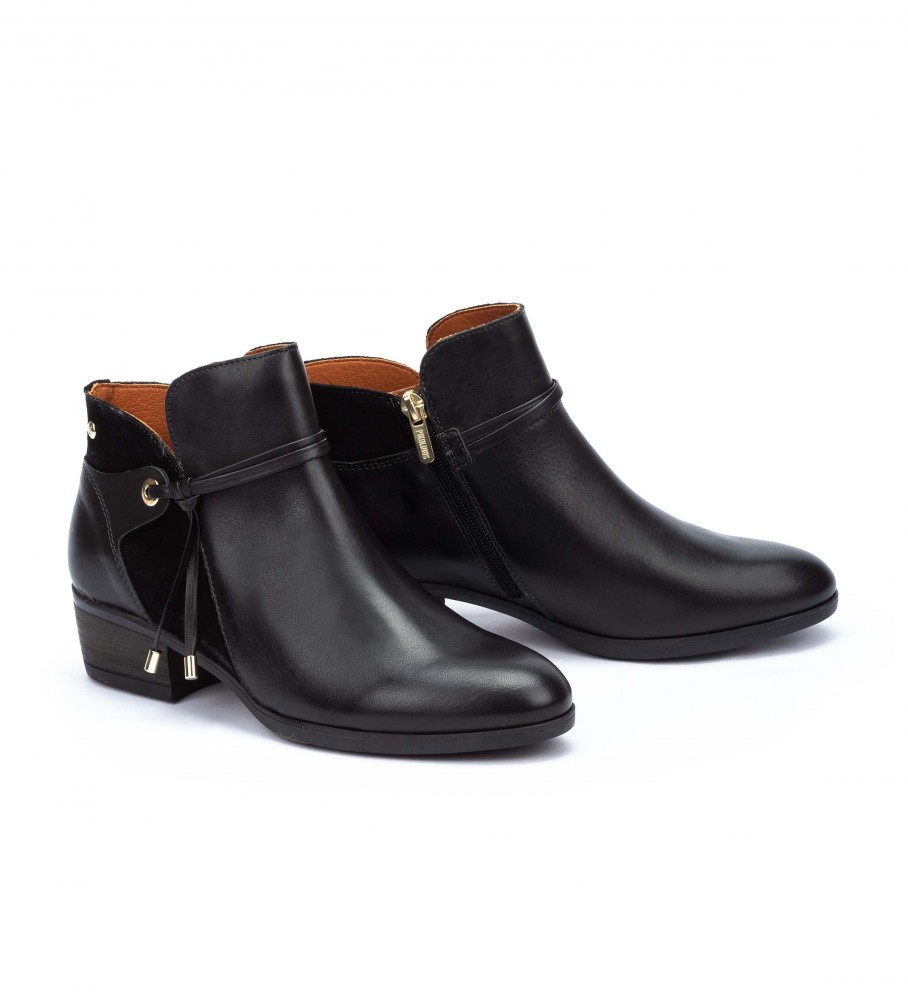 Botas de cano curto Pikolinos Daroca W1U-8505 em couro preto