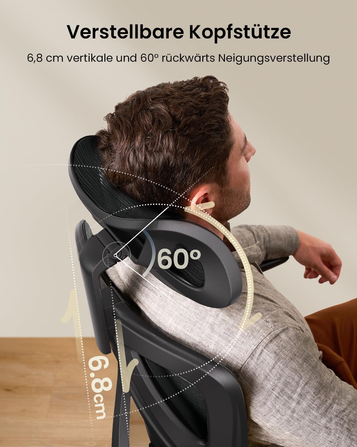 ProtoArc EC100 Ergonomischer Bürostuhl – Computer-Schreibtischstuhl mit 10 cm dickem Federkissen, Lendenwirbelstütze, Verstellbarer  Armlehne & Kopfstütze, Mesh-Drehstuhl für Home-Office, Schwarz BM6534386