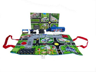 Suntoy Container Truck Lekesett med Matte 14 Deler Politi