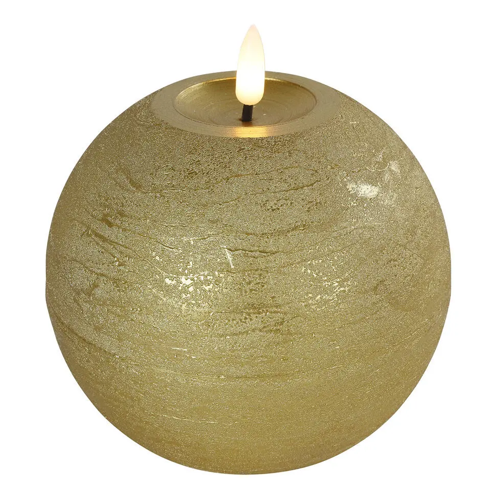 Countryfield LED kaars/bolkaars- goud - B12 x H12,5 cm