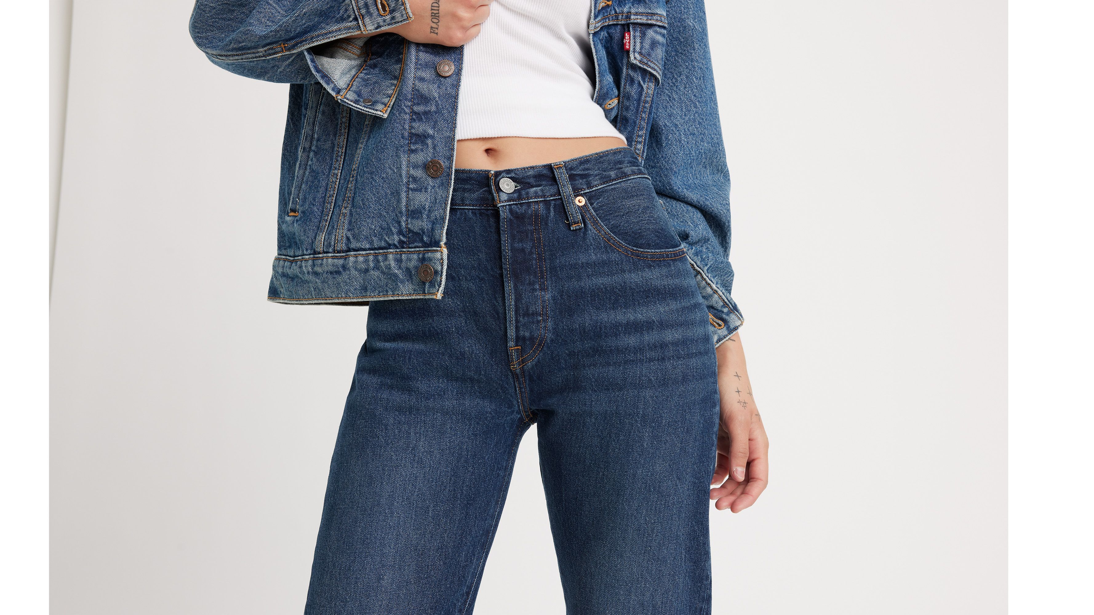 Jean 501® Crop Levi's® - Up We Go No Destructed - Bleu