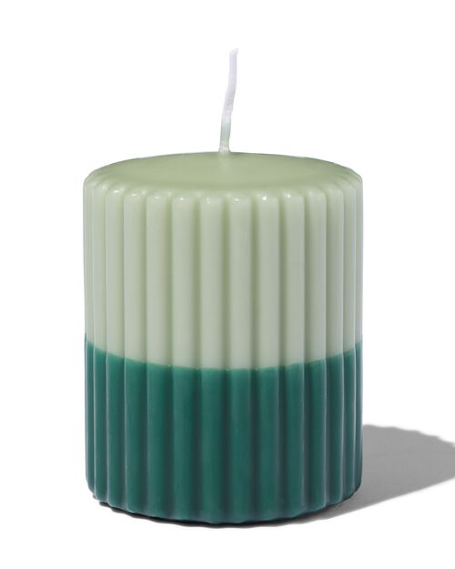bougie brute 7 x 8 cm striée verte