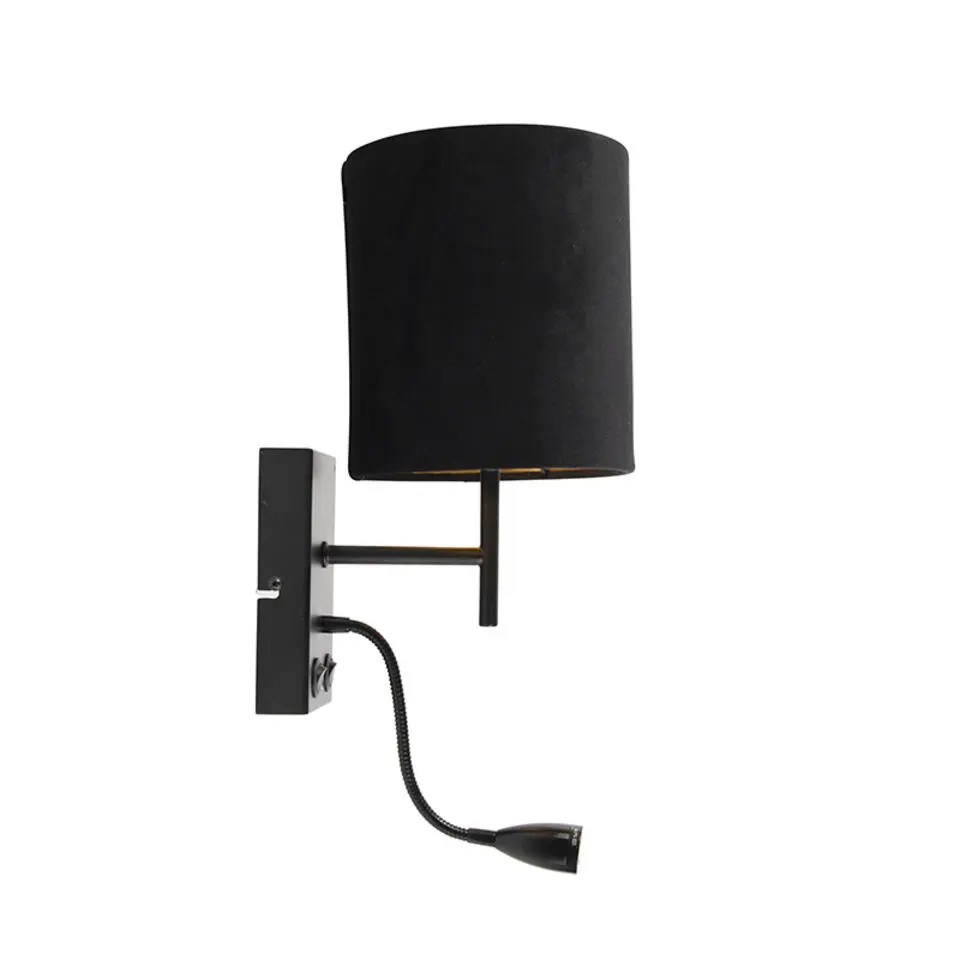 Qazqa wandlampen stacca zwart e27