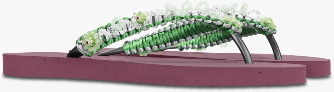 UZURII roze uzurii teenslippers macrame green blossom